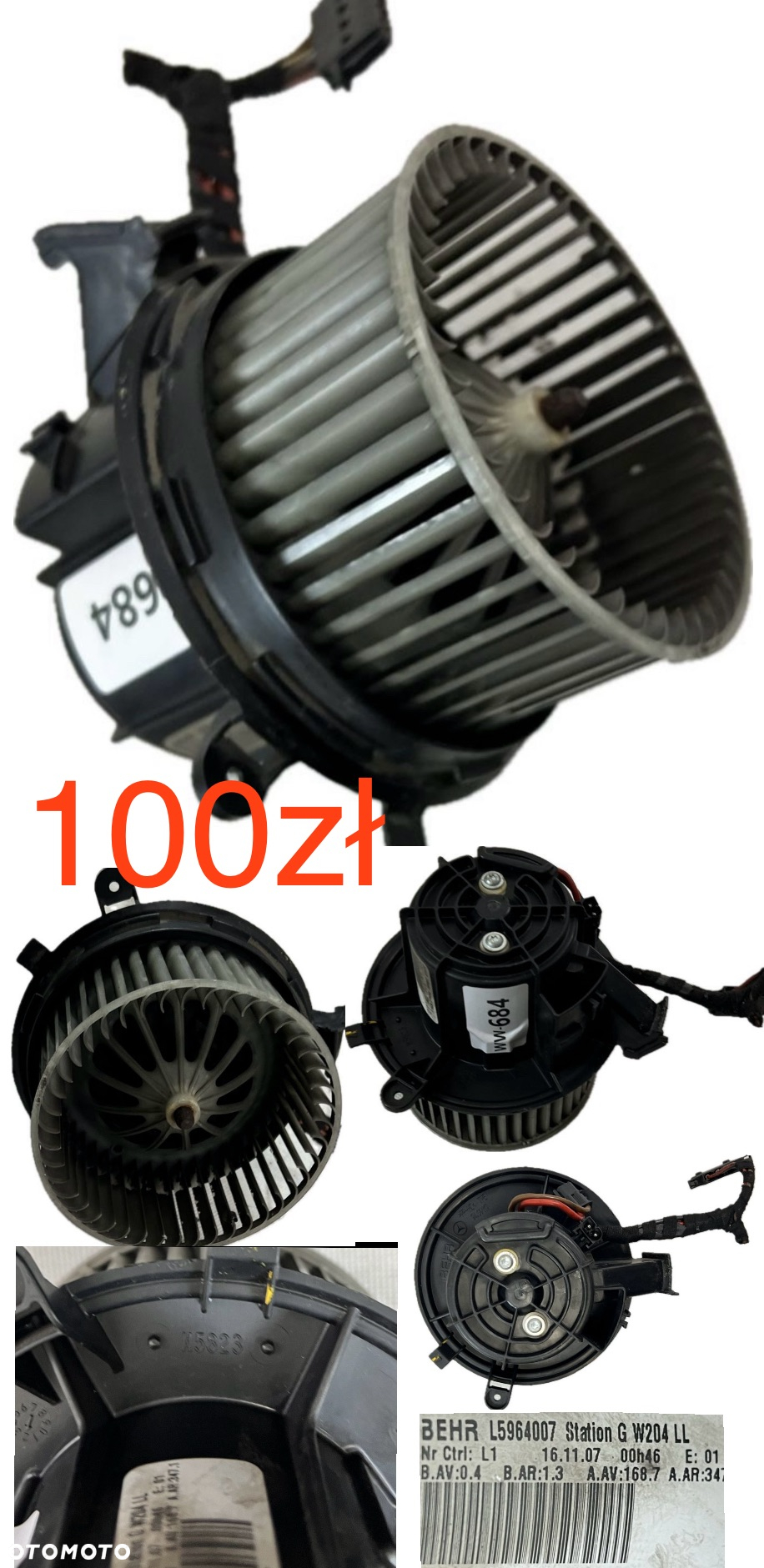 Wentylator dmuchawa nagrzewnicy Opel Insignia B Kia Picanto II 2011-2015r Mercedes Vito W638 C W204 2007-2014r A W169 04-12r BMW X6 F16 X5 F15 14-19r BMW F20 F21 F30 F31 2011-2018r Multipla II Nissan Serena Vanette Terrano NV300 Trafic III Vivaro B Talento  Oryginał - 4