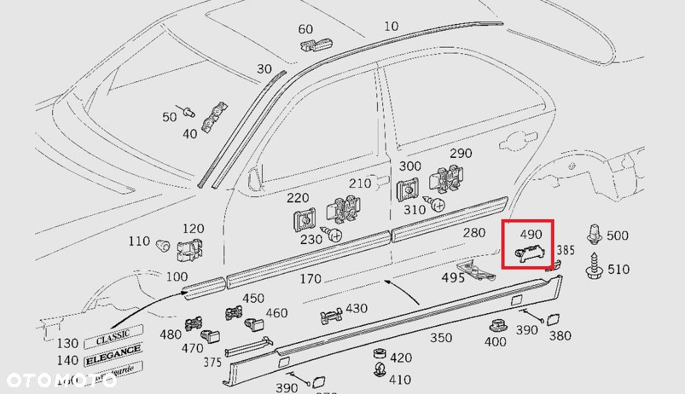 MERCEDES E-klasa W210 spinka klips nakladki progowej - 2