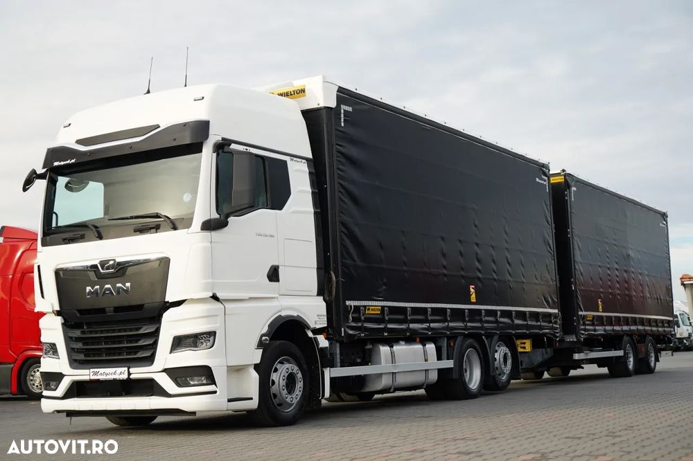 MAN TGX 26.480 / COMBINAȚIE TANDEM 120 M3 / TRAVERSE / MEGA / 6X2 / I-PARK COOL / PUNȚĂ RIDICATĂ / CĂPTUȘEALĂ CĂRUȚ / + REMORCĂ WIELTON / PUNȚI SAF - 1
