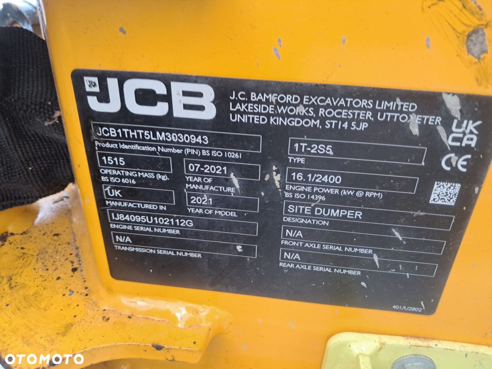 JCB 1T-2 Wozidło budowlane * Wysoki wysyp * 4x4 * hydrostat * Przegubowe * prod. Lipiec 2021 * 600 MTH*  silnik Perkins 3 cylindry 22KM *  szerokie opony 80% Terex HD1000 * Thwaites 1 ton * Ausa D85 AHA Wacker Neuson 1001 HIGH TIP Terenowe do wąskich przestrzeni 110cm całe w oryginale ładne zwinne 1 2 3 6 9 tony - 17