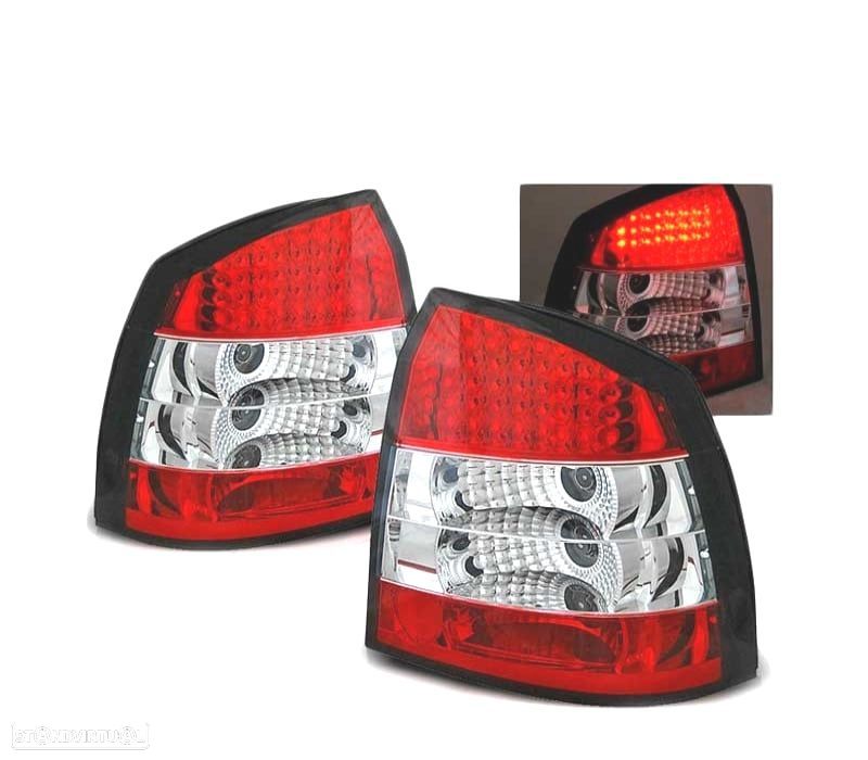 FAROLINS TRASEIROS LED OPEL ASTRA G 97-04 3P 5P VERMELHO BRANCO - 1