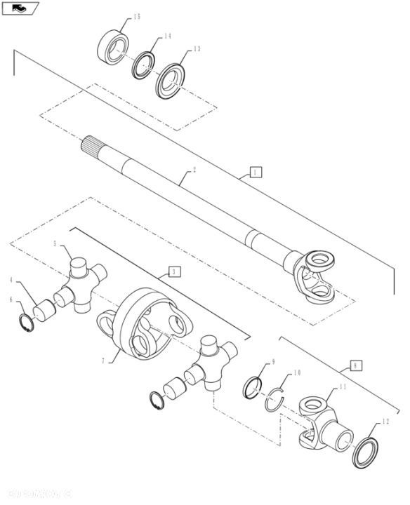 New Holland T6090 T6070 Wałek długi 660.4mm l 87307641 - 1