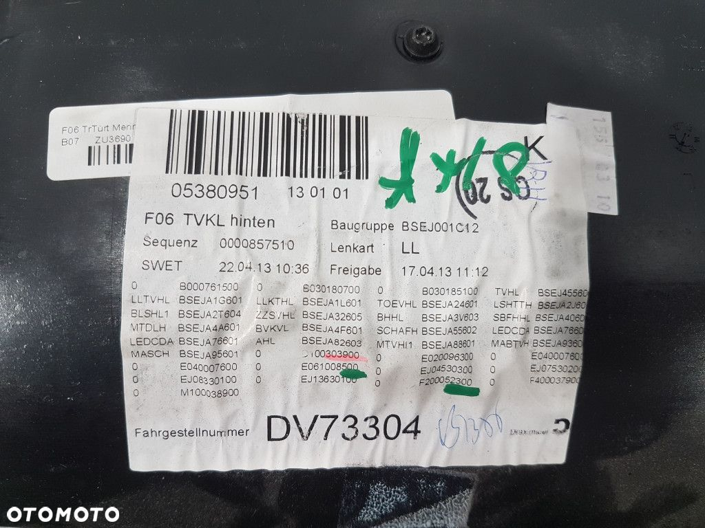 TAPICERKA DRZWI TYŁ LEWE 10508577C BMW M6 F06 - 5