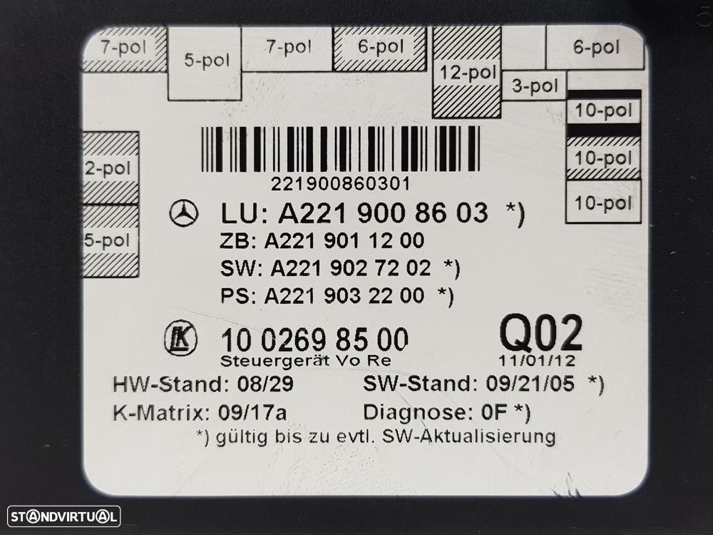 MODULO CONFORT MERCEDES-BENZ CLASSE S 2012 - 4