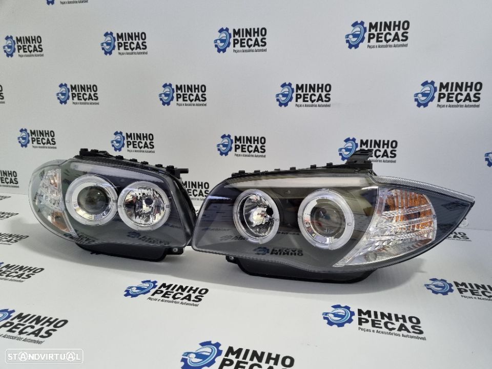 Faróis Angel Eyes BMW Série 1 Fundo Preto - 4