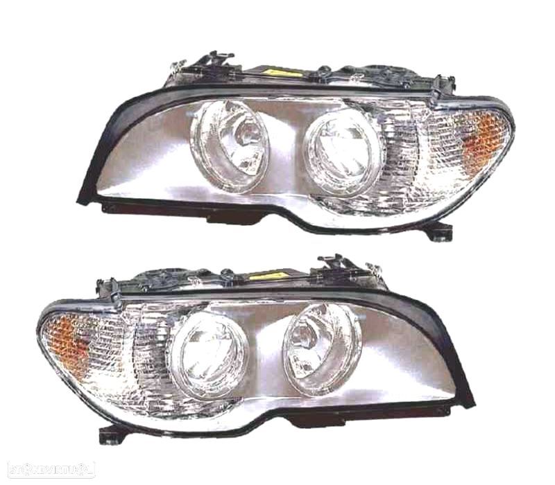 FARÓIS OPTICAS + PISCAS BMW SERIE 3 E46 COUPÉ FUNDO CROMADO - 1