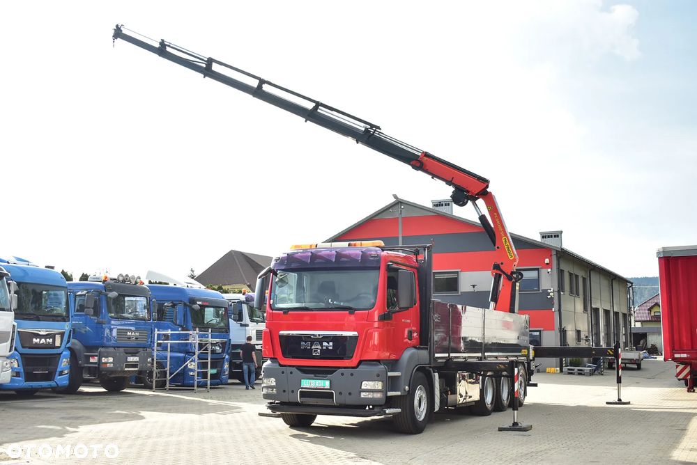 MAN TGS 35.480 Tridem 8x4 /Skrzynia 7.20m./ Palfinger PK 34002 SH/ Wciągarka/ 8 Segmentów/ 22m. / 5 i 6 Funcja/ Rotator/ Pilot/  Manual/ Euro 5/ Autokran/ Ladekran/ Kran/ HDS/ Seilwinde / Sprowadzony ! - 10