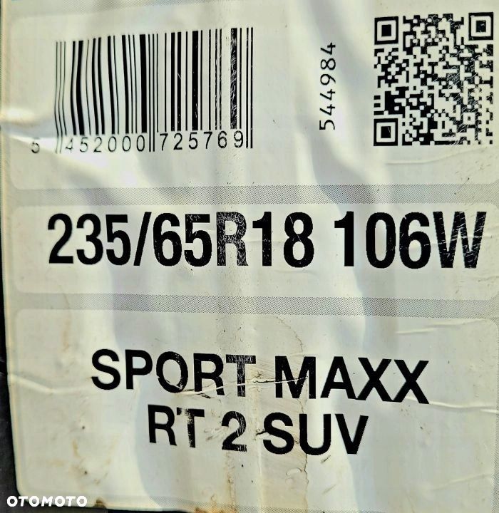 4x Dunlop Sport Maxx RT2 235/65R18 106W L213A - 5