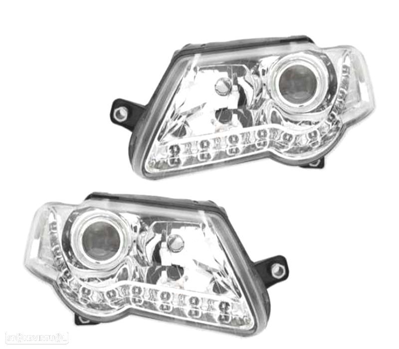 FARÓIS FRENTE LUZ DIURNA PARA VOLKSWAGEN VW PASSAT 3C,05-10 FUNDO CROMADO - 3