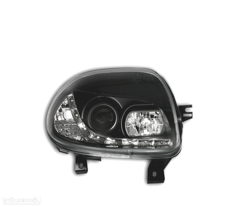 FARÓIS LED LUZ DIURNA PARA RENAULT CLIO 2. FUNDO PRETO - 3