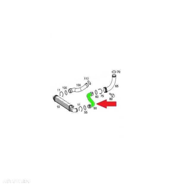 Furtun intercooler, supraalimentare Mercedes E-Class (W211) 2002-2009, cauciuc, 5016PT-2 - 1