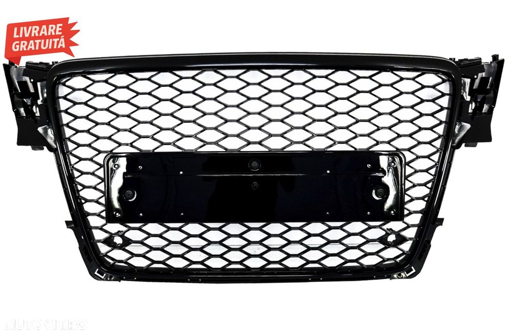 Grila Centrala Fara Emblema Audi A4 B8 (2008-2011) RS4 Design Negru Lucios- livrare gratuita - 1