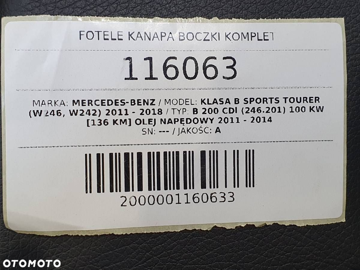 FOTELE KANAPA BOCZKI KOMPLET PÓŁ SKÓRA CZARNE EU ELEKTRYCZNE MERCEDES W246 - 20