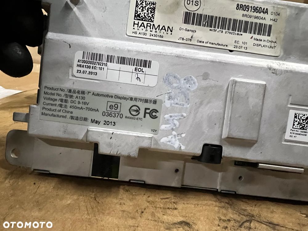 Wyświetlacz ekran monitor radia navi nawigacji MMI Audi A4 B8 Lift 8R0919604A - 5
