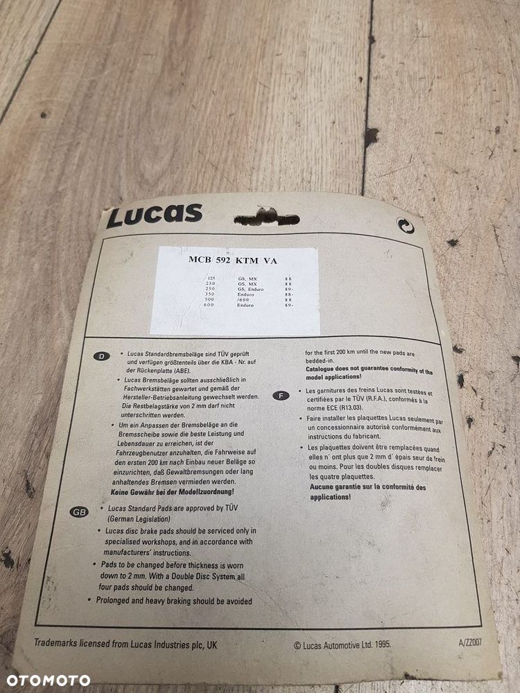 Klocki hamulcowe TRW-Lucas MCB 592 KTM MX600 LC4 EXC600 MX125 MX250 MX350 MX500 - 6