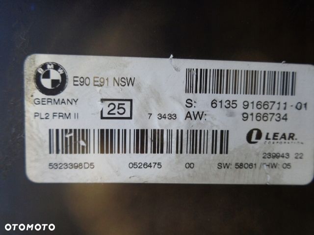 BMW 3 E90 E91 MODUŁ STEROWNIK ŚWIATEŁ LCM FRM 2 FRM2 FRMII NSW 9166711 - 1
