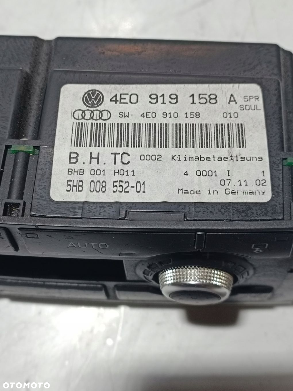 PANEL KLIMATYZACJI AUDI A8 D3 4E0919158A - 2