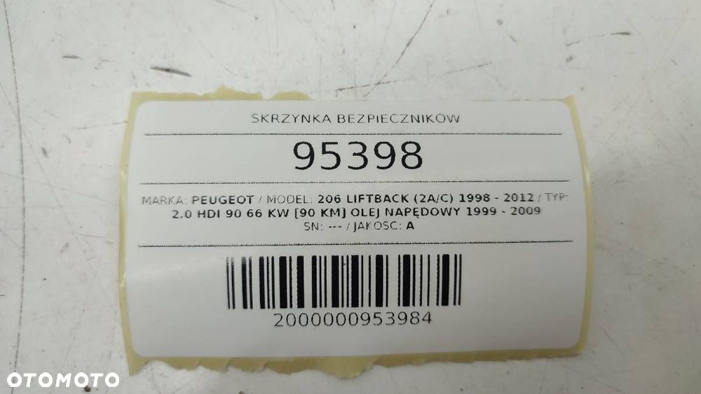 SKRZYNKA BEZPIECZNIKÓW PEUGEOT 206 2003 1.9 D EU - 4
