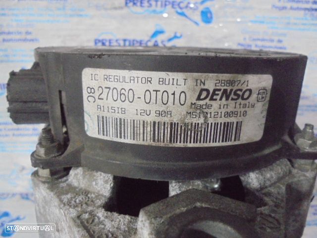 Alternador 270600T010 MS101210910  TOYOTA AURIS 1 FASE 1 2007 1.6I 125CV 5P PRETO DENSO 12V 90A - 5