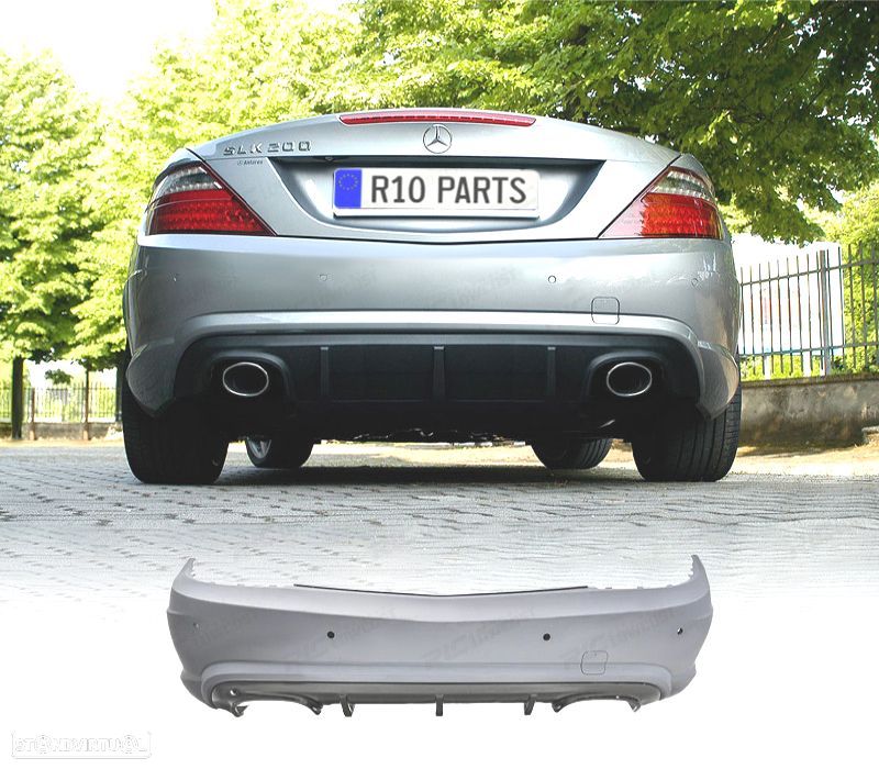 PÁRA-CHOQUES TRASEIRO MERCEDES SLK R172 11-15 LOOK AMG SAIDA SIMPLES - 1