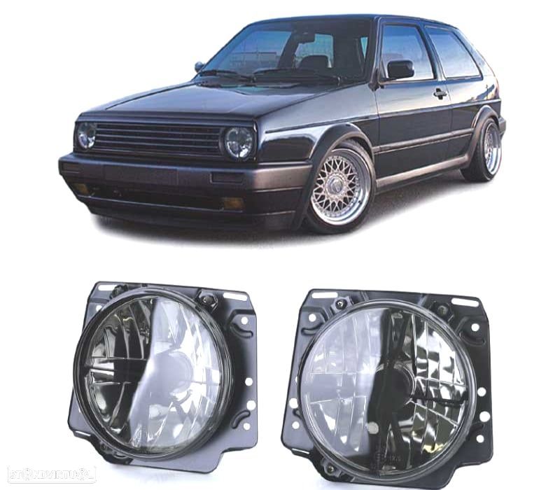 FARÓIS ESCURECIDOS PARA VOLKSWAGEN VW GOLF 2 MKII 83-91 COM CRUZ PRETO - 1