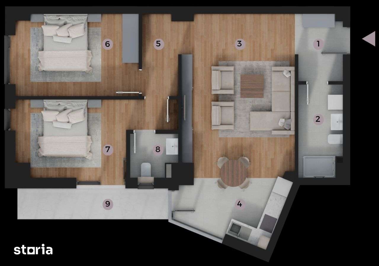 Apartament de vanzare, 3 cam, 2bai, bloc C1, Zona Tatarasi-Venetia — fotografia 3