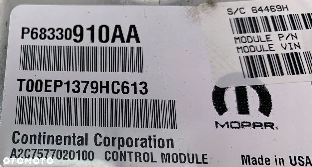 U7 CHRYSLER PACIFICA II 16- KOMPUTER STEROWNIK SILNIKA 68330910AA - 10