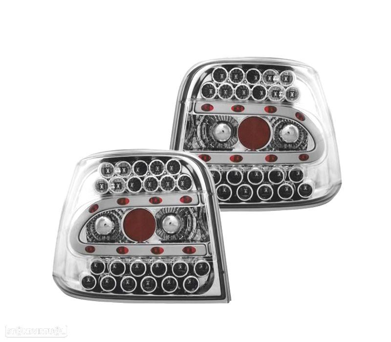 FAROLINS TRASEIROS LED GOLF 4 MK IV 97-03 FUNDO CROMADO - 1