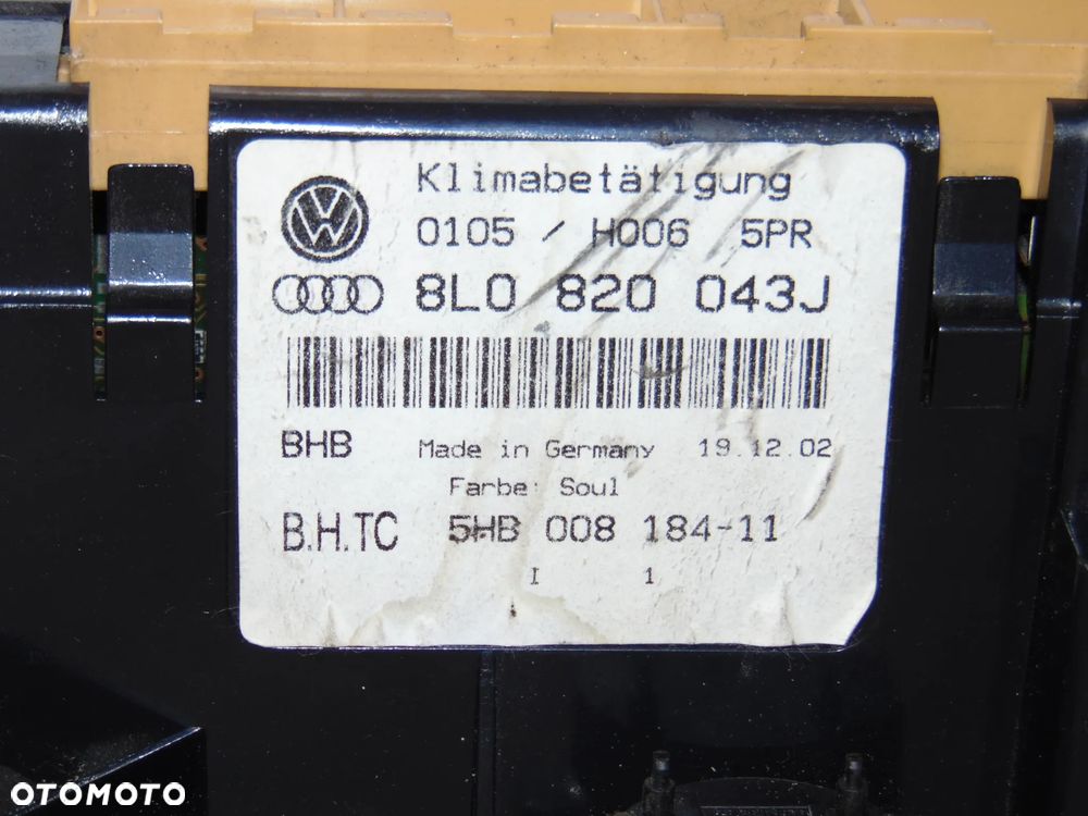 ORYGINAŁ przełącznik panel nawiewu nadmuchu klimatyzacji 8L0820043J Audi A3 8L FL lift 00-03r - 2