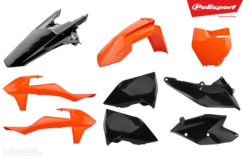 kit plasticos polisport laranja / preto ktm exc-f 250 / 350 / 450 - 1