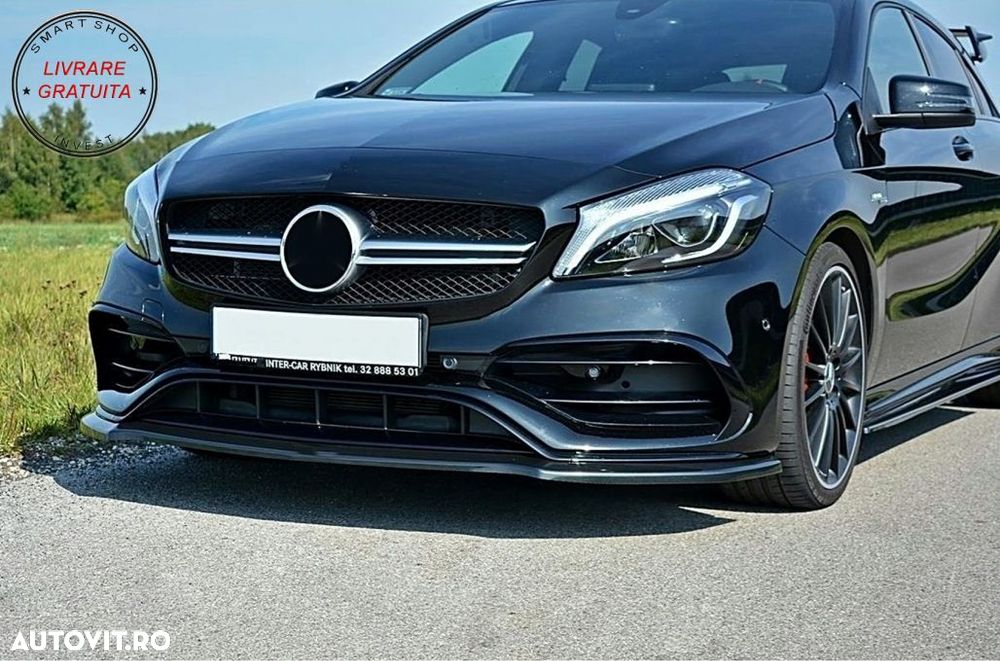 Lip Bara Fata Mercedes A-Class W176 AMG Facelift (2015-2018) Negru Lucios- livrare gratuita - 8