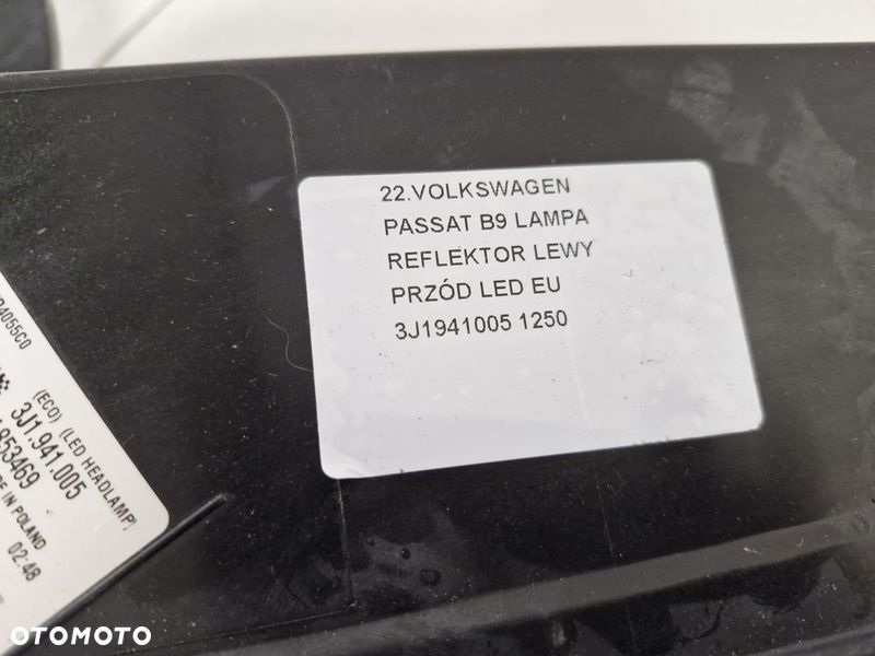 VOLKSWAGEN PASSAT B9 LAMPA LEWY PRZÓD LEWA PRZEDNIA REFLEKTOR LED EU 3J1941005 - 6
