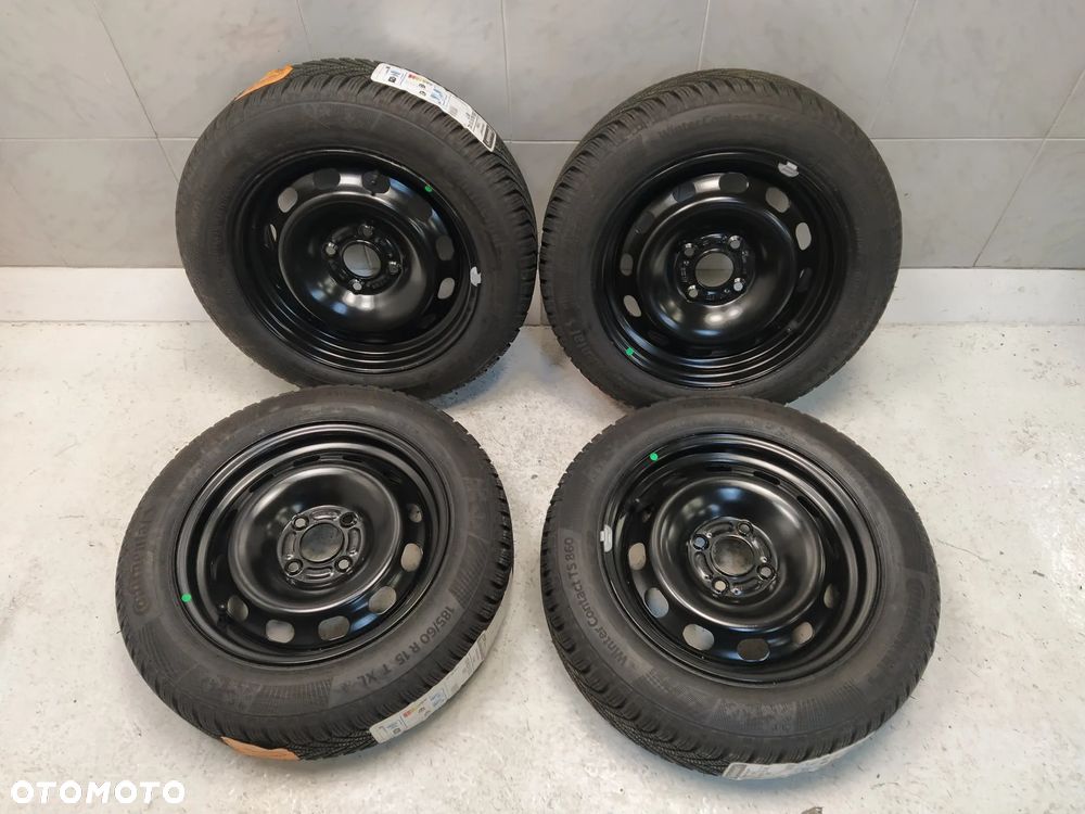 FORD 6Jx15 ORYGINALNE FELGI STALOWE R15 ET37.5 4X108 OPONY CONTINENTAL 185/60 KOŁA ZIMA BIEŻNIK ok 8.70mm - 2
