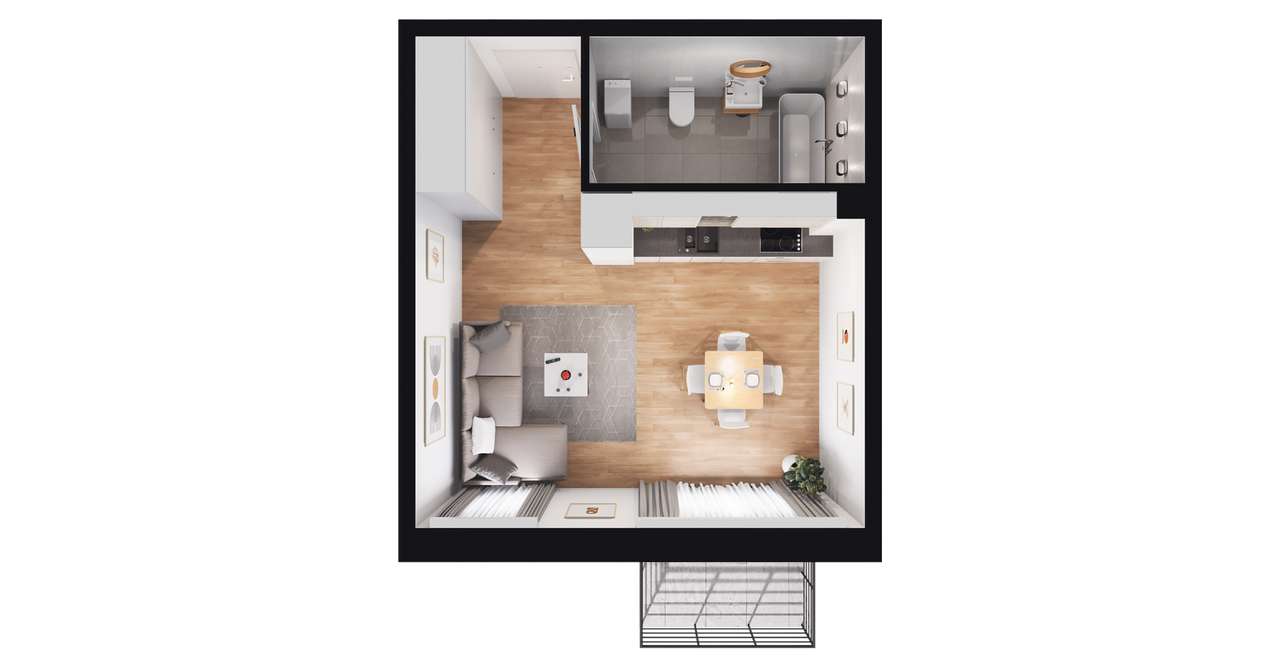1-pokojowe mieszkanie 28m2 + balkon Bez Prowizji - Pełny obrazek: 2/7