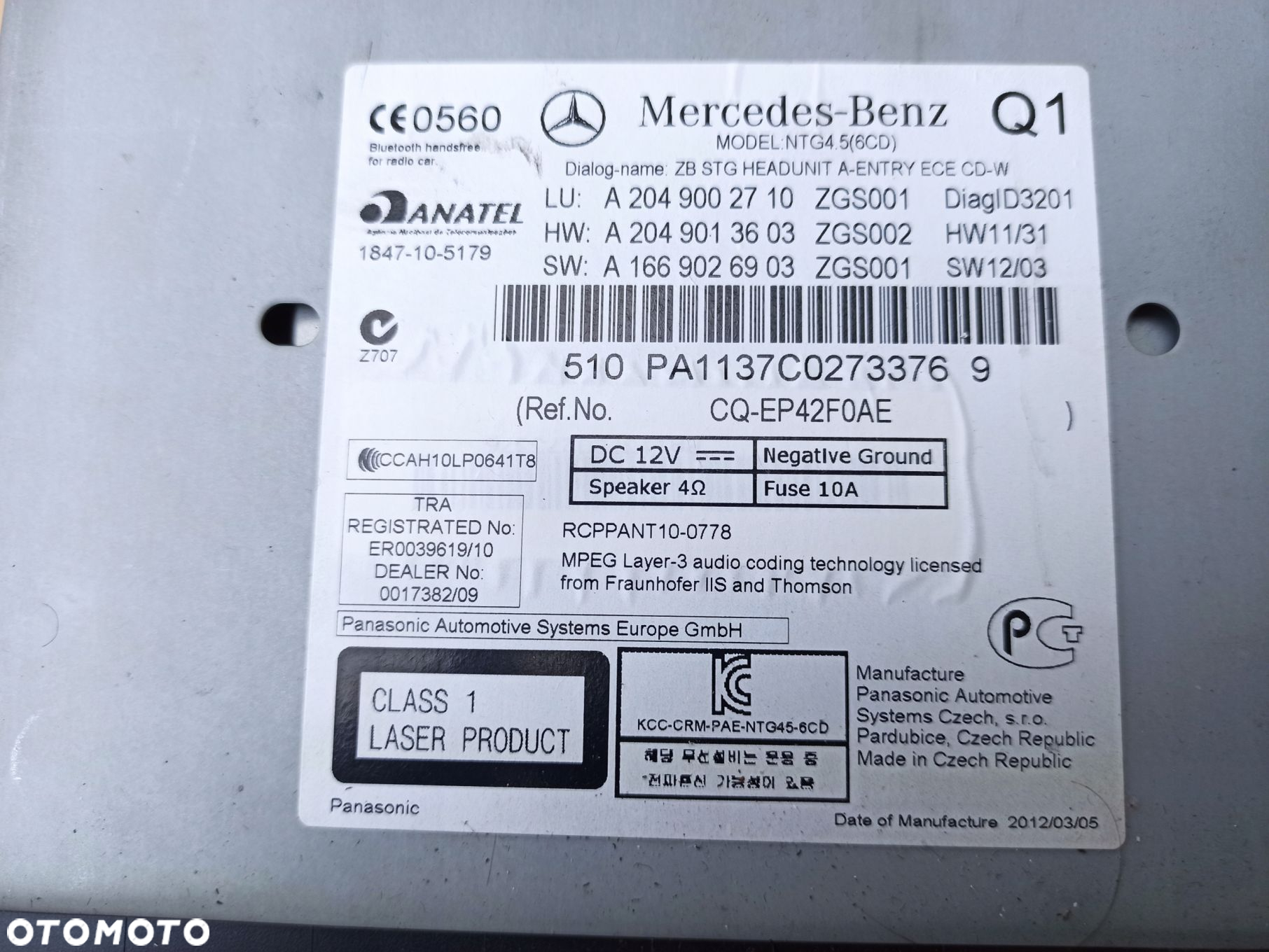 Radio nawigacja MERCEDES C-KLASA W204 NTG4.5 - 9
