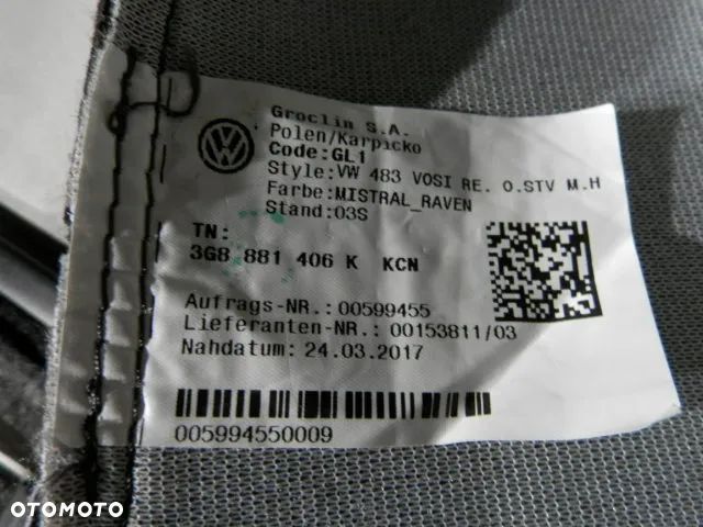 FOTEL FOTELE KANAPA SIEDZISKO Z PODNÓŻKIEM LEWE POSZYCIE TAPICERKA SKORA ALCANTARA MISTRAL / RAVEN VOLKSWAGEN ARTEON 3G8 ORYGINAŁ - 5