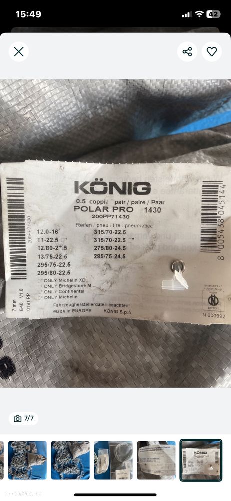 Łańcuchy śniegowe König Polar Pro 1430, TIR, solówka, faktura, wysyłka! - 4