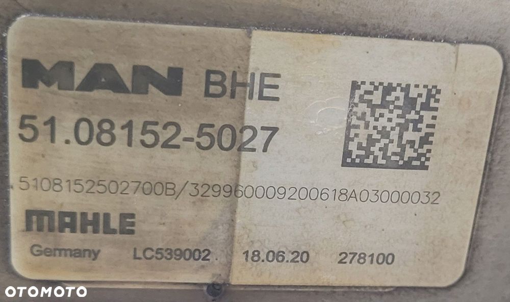 CHŁODNICA EGR RECYRKULATOR SPALIN MAN TG3 TGX 51.08152-5027 - 2