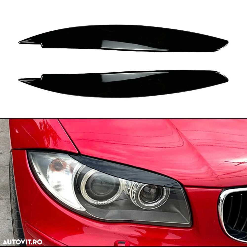 Set 2 Pleoape Faruri Far BMW E87 E88 E81 E82, 2008-2013, Negru Lucios - 6