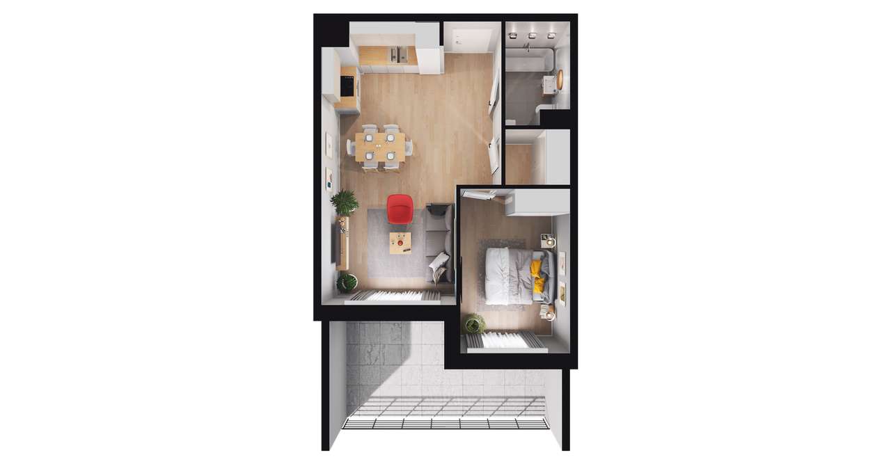 2-pokojowe mieszkanie 46m2 + balkon Bezpośrednio - Pełny obrazek: 2/23