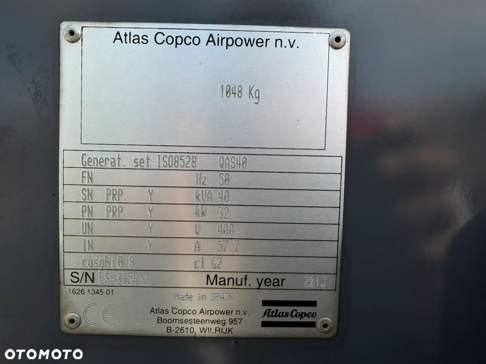 Atlas Copco QAS 40 KW Agregat prądotwórczy Przyczepa do rejestracji. inwerterowy wyciszony! 2014r. JAK NOWY z Norwegii. 5000mtg.Mocny silnik Turbo Kubota 4 cylindry 100km! Dekra aktualna. Opony zero zużycia. Zadbany Agregat. Odpala na Dotyk. Bogata Wersja! Prądnica Najlepsza PARTNER LEROY SOMER. - 7