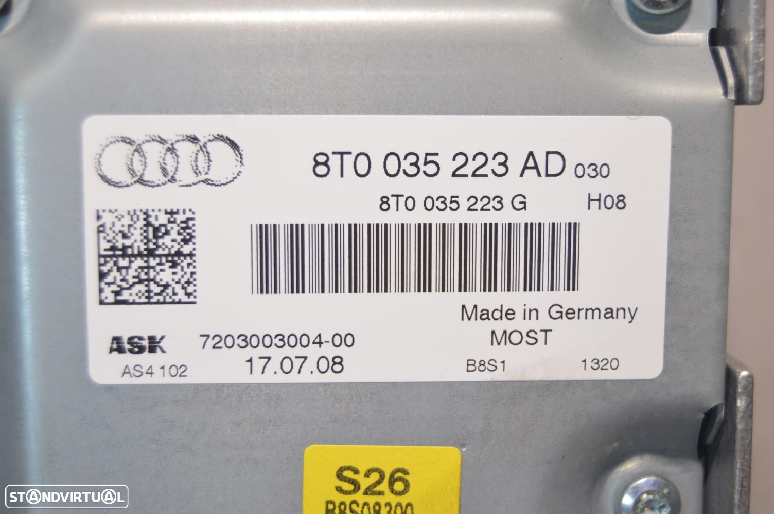 AMPLIFICADOR SONORO COLUNA COLUNAS SOM DISPOSITIVO ASK AUDI 8T0035223AD 8T0035223 8T0035223G 720300300400 7203003004 AUDI A5 8T3 8TA 3.0 TDI QUATTRO V6 245CV CDU CDUD A4 B8 4K - 6