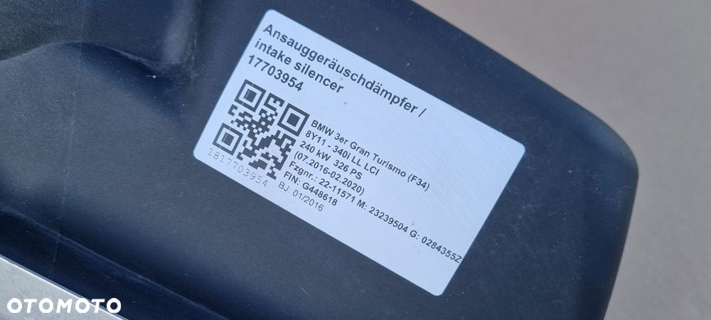 BMW 3 F34 GT 2013- Obudowa filtra powietrza Oryginał - 4