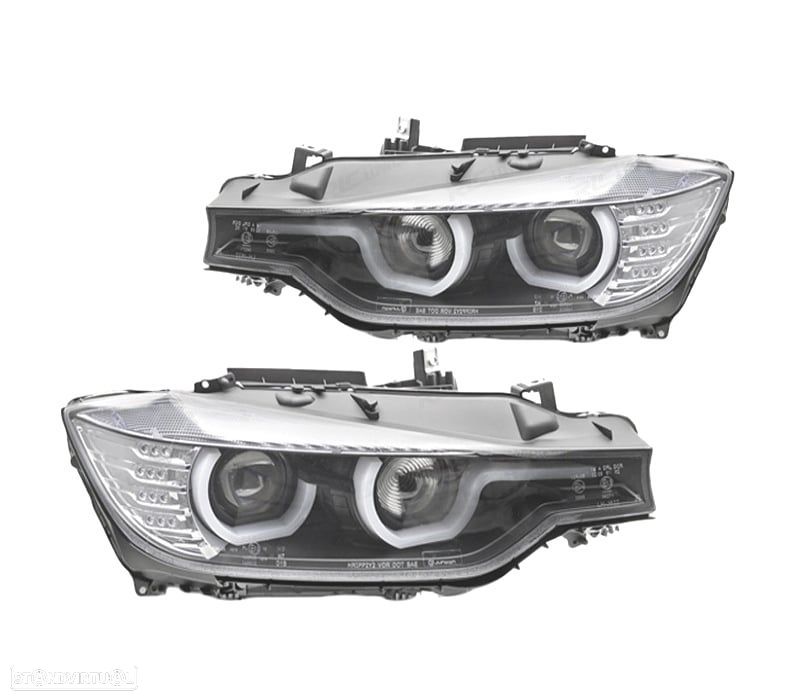 FARÓIS BMW F30 F31 11-15 UTYPE PRETOS - 2