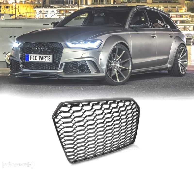 GRELHA AUDI A6 C7 4G 14-18 LOOK RS6 2020 PRETO BRILHANTE - 1