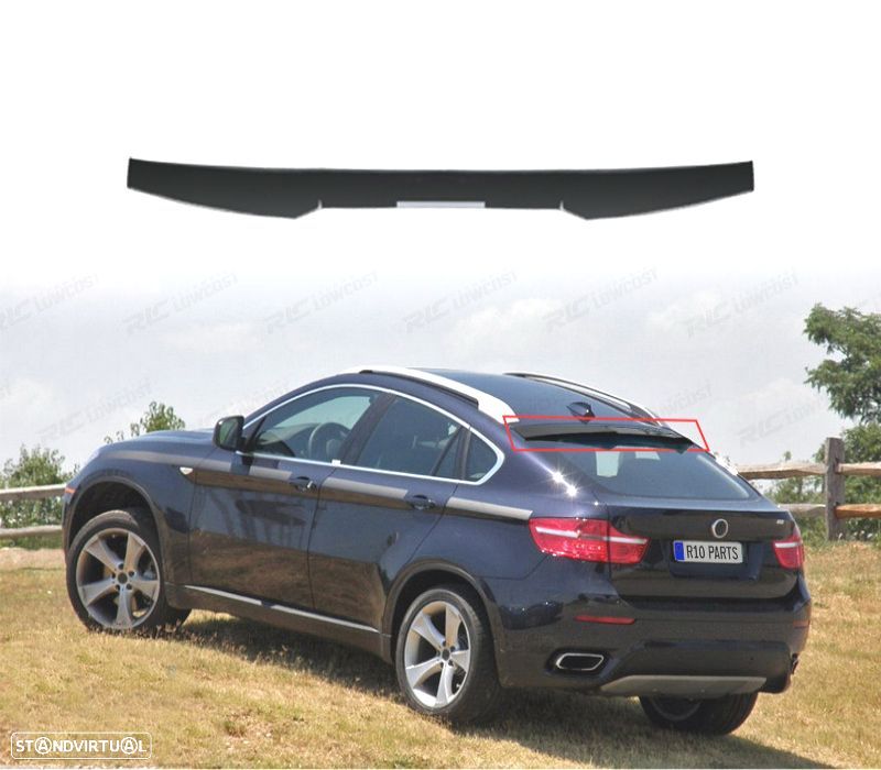AILERON SPOILER TETO BMW X6 X6M E71 08-14 LOOK M PRETO BRILHANTE - 1
