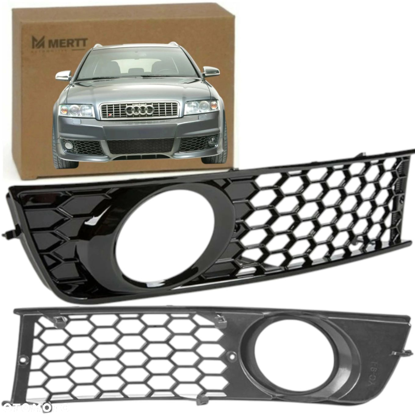 AUDI A4 B6 MAŁYSZ ATRAPY GRILL PRZÓD KRATKI ZAŚLEPKI ZDERZAKA RS LOOK BLACK - 3