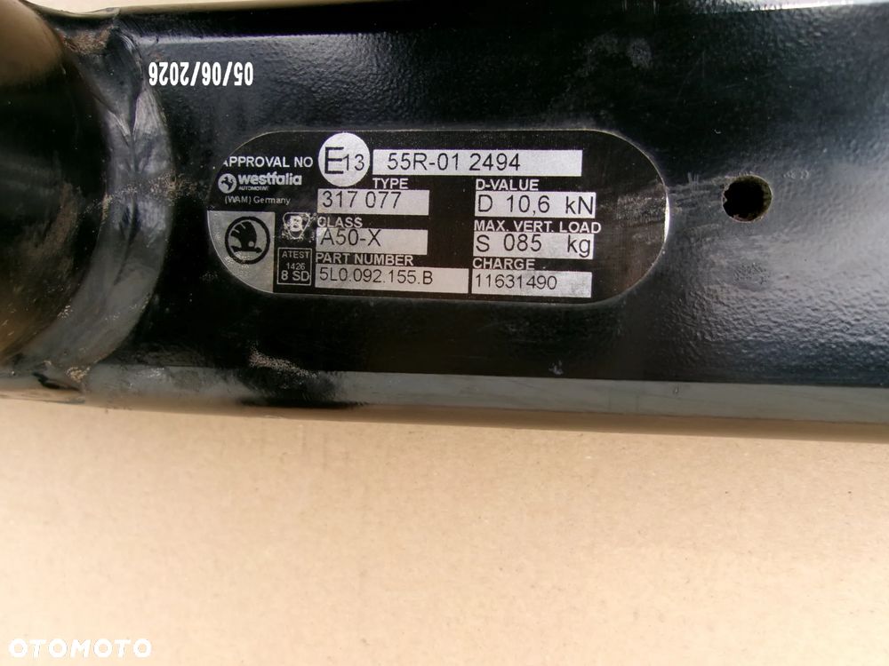 Hak holowniczy kula Skoda Yeti 5L0092155B Westfalia - 7