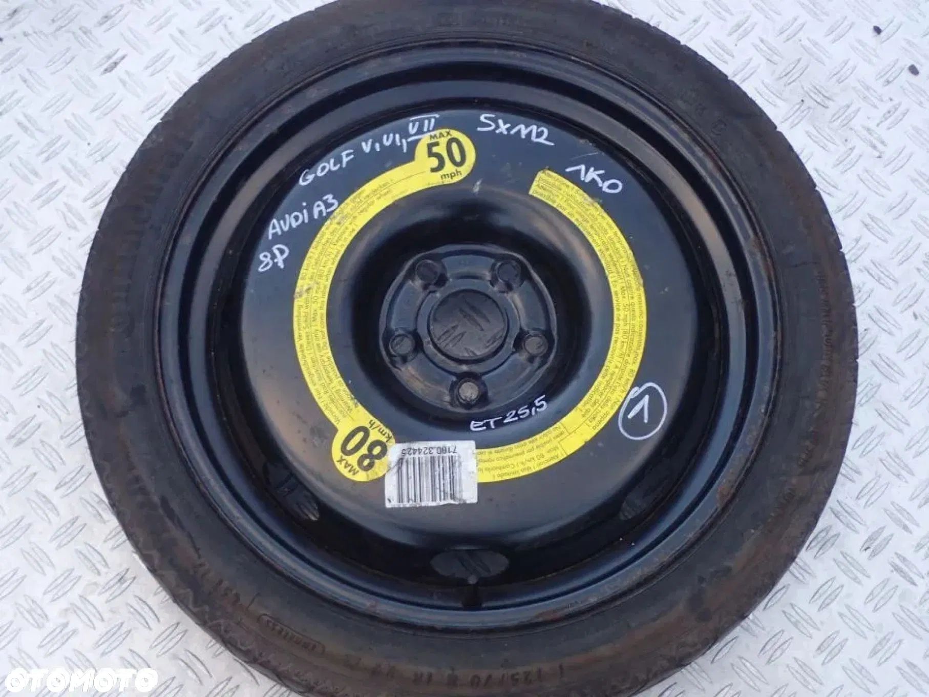 KOŁO DOJAZDOWE 5x112 ET25,5 GOLF V / VI / VII AUDI A3 8P 125/70/18' - 1