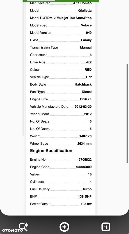Skrzynia biegów alfa RomeO Giulietta 2.0  55239628 2012 6 BIEGÓW - 6